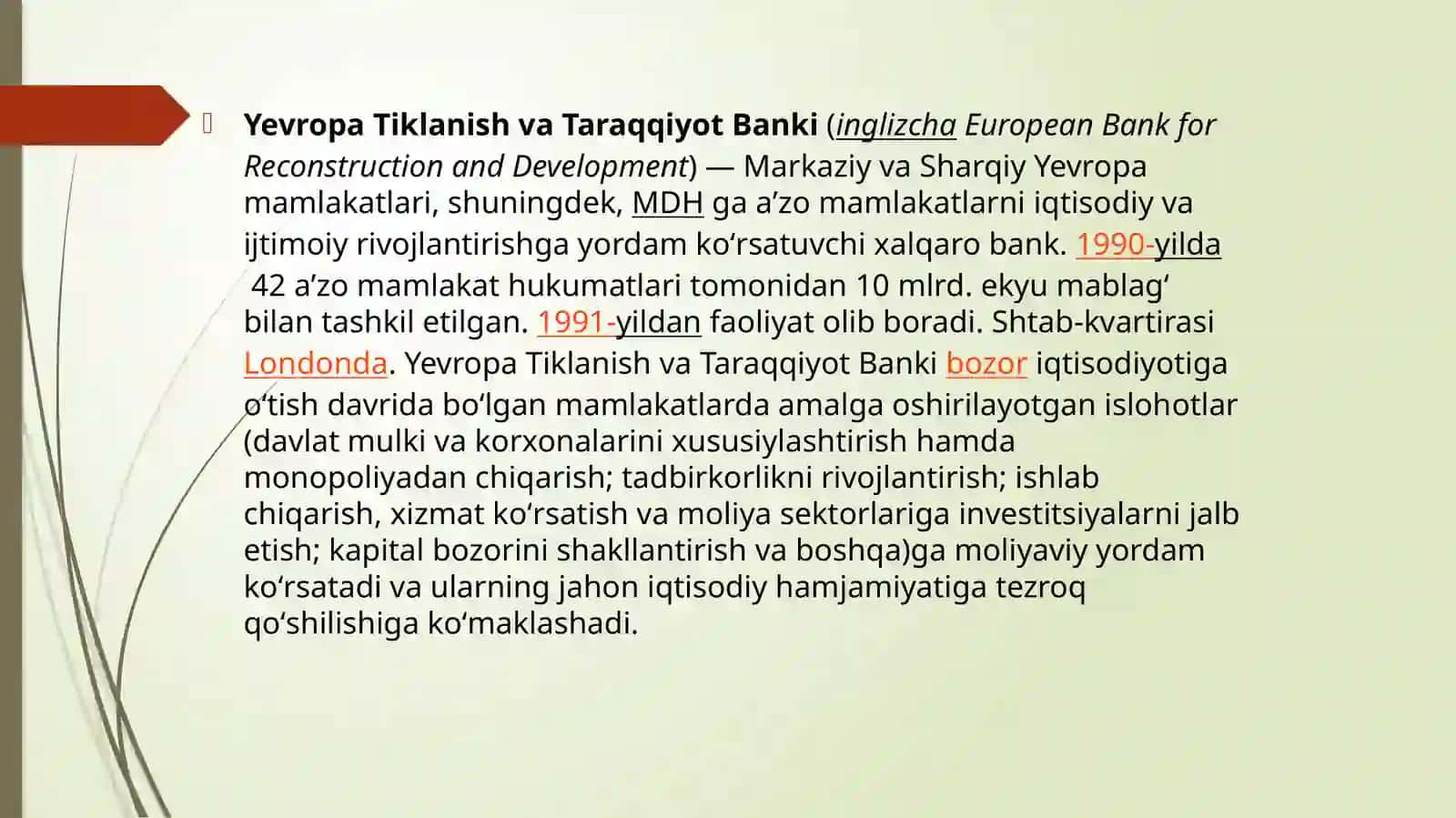 Yevropatiklanish va taraqqiyot banki (YeTTB) va uning korporativ boshqaruv tizimini rivojlantirishdagi roli 2
