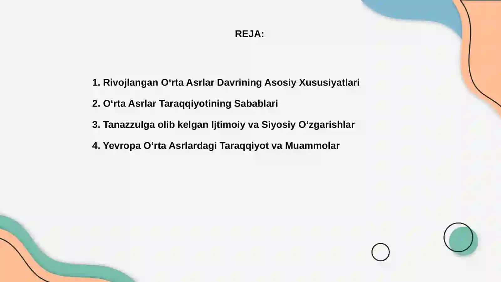 Rivojlangan Õrta asrlar davrlari taraqqiyoti tanazzuli sabablari 2