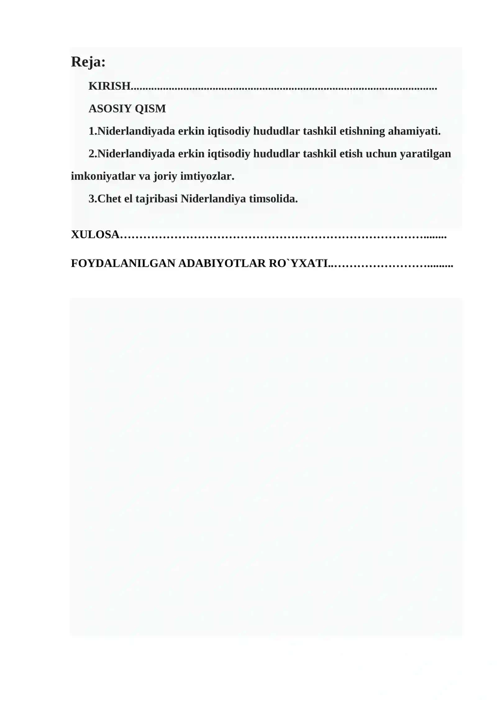 Niderlandiyada erkin iqtisodiy hududlar faoliyatining tashkil etilishi va rivojlanishi tahlili 2