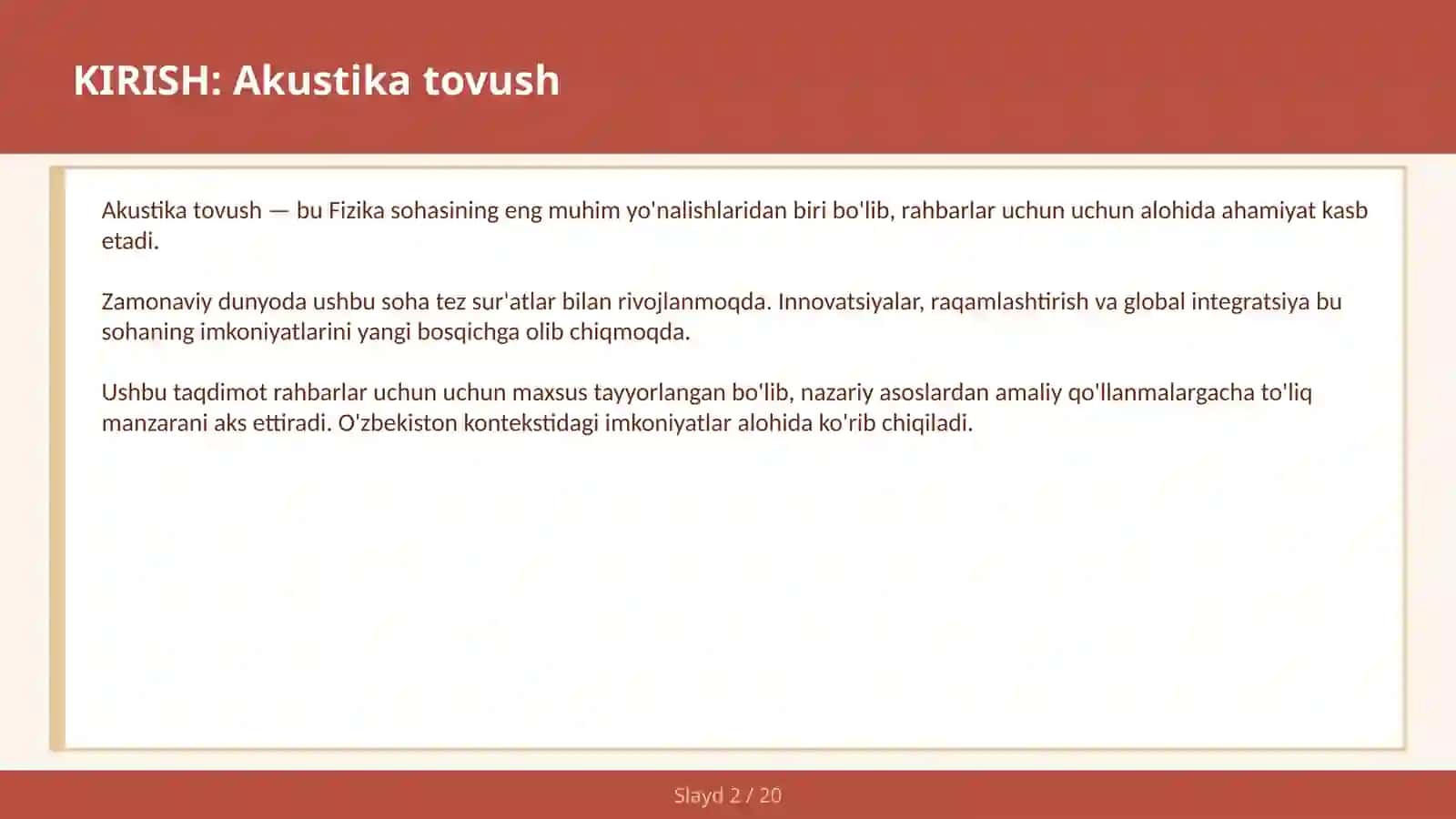 AKUSTIKA TOVUSH 2