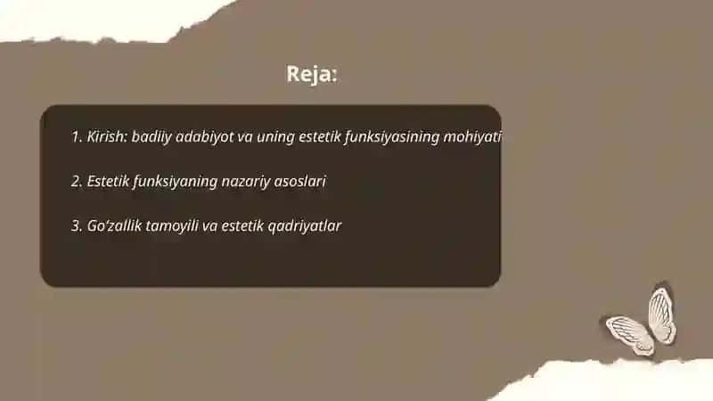 Badiiy adabiyotning estetik funksiyasi boʻyicha taqdimot tayyorlash 2
