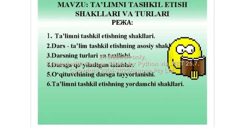 Ta'lim turlari va ta'limni tashkil etish shakllari 2