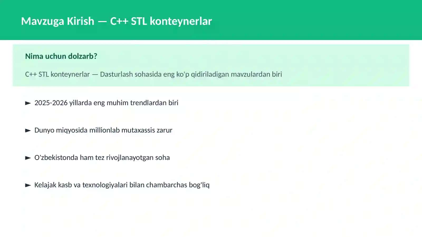 C++ VA TIZIM DASTURLASH 2