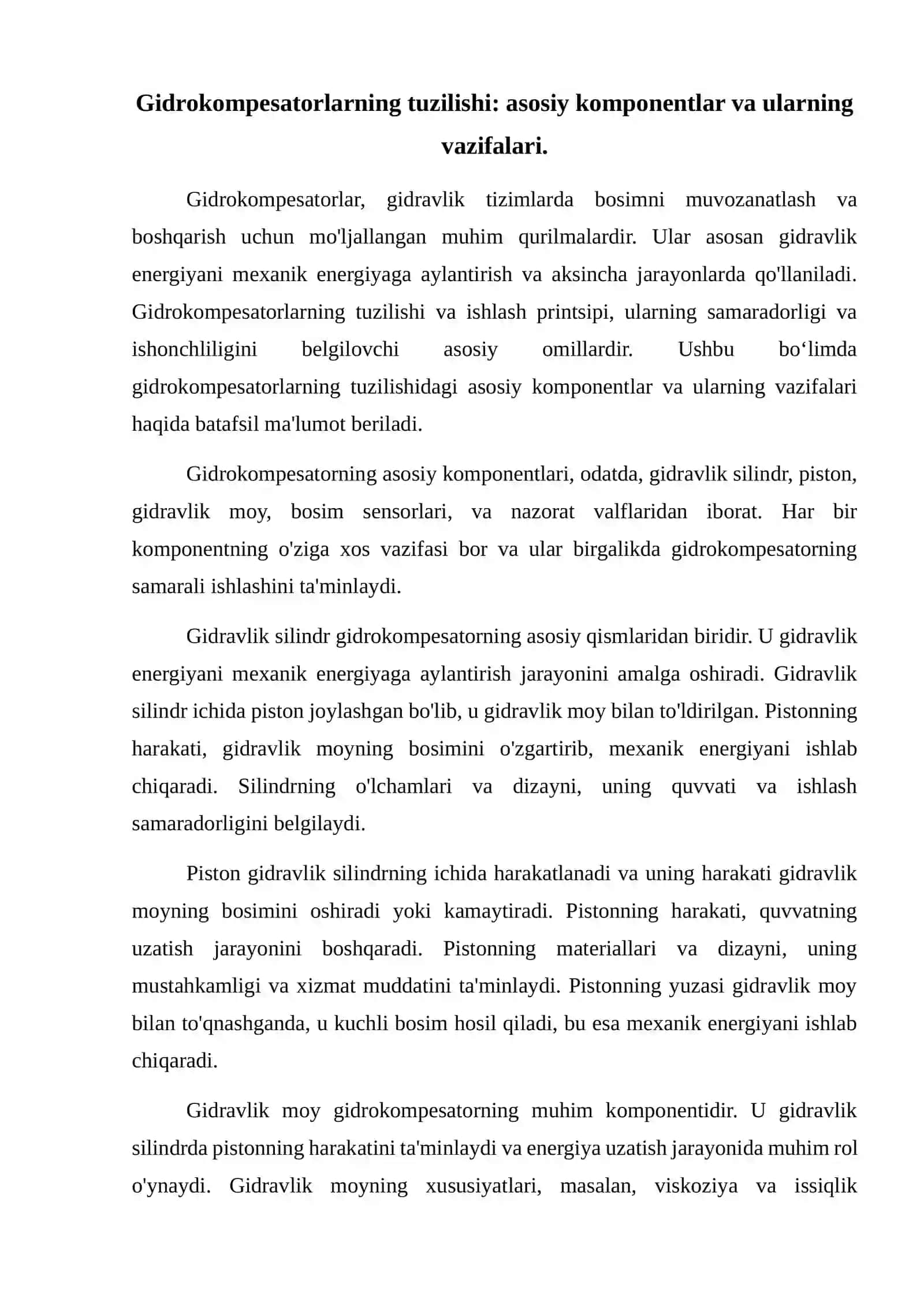 Gidrokompesatorlarning tuzilishi va ishlash printsipi 2