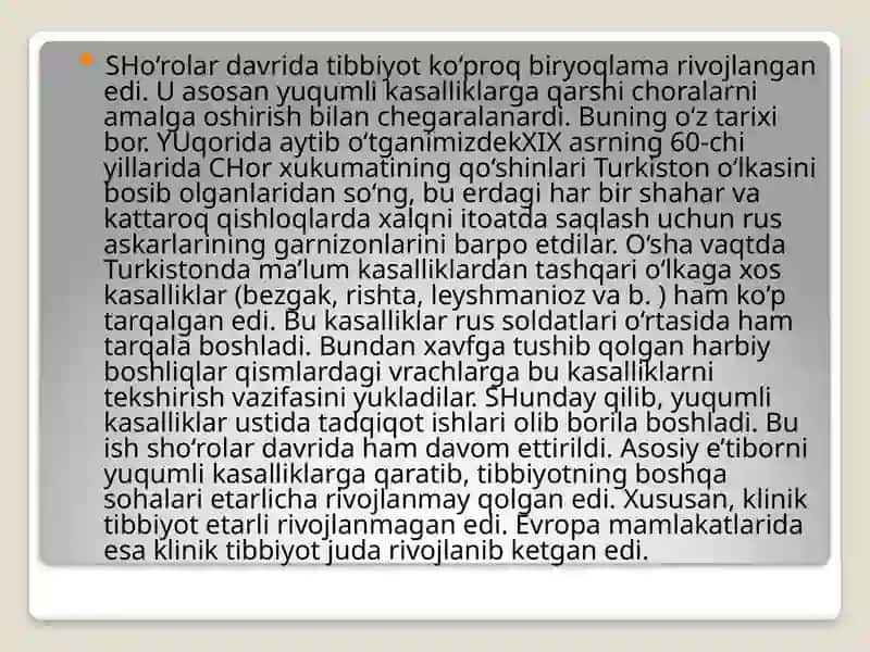 Mustaqillik yillarida sog'liqni saqlash sohasining rivojlanishi 2