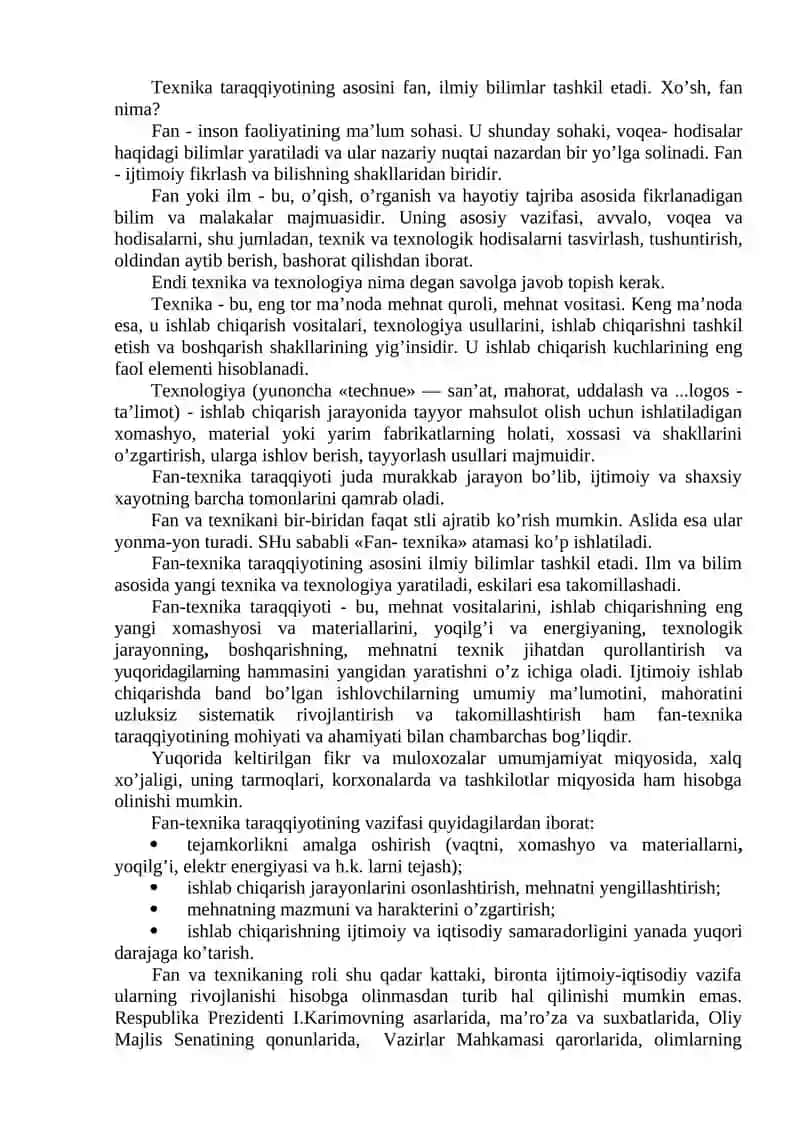 SANOATDA FAN-TEXNIKA TARAQQIYoTI 2