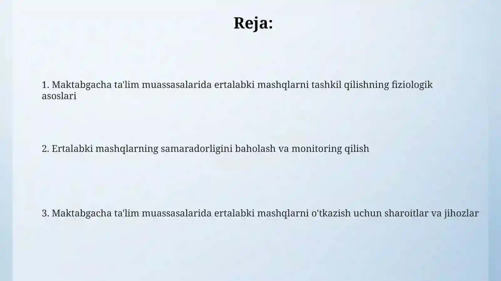 Maktabgacha ta'limda ertalabki mashqlarni tashkil etishning fiziologik asoslari 2