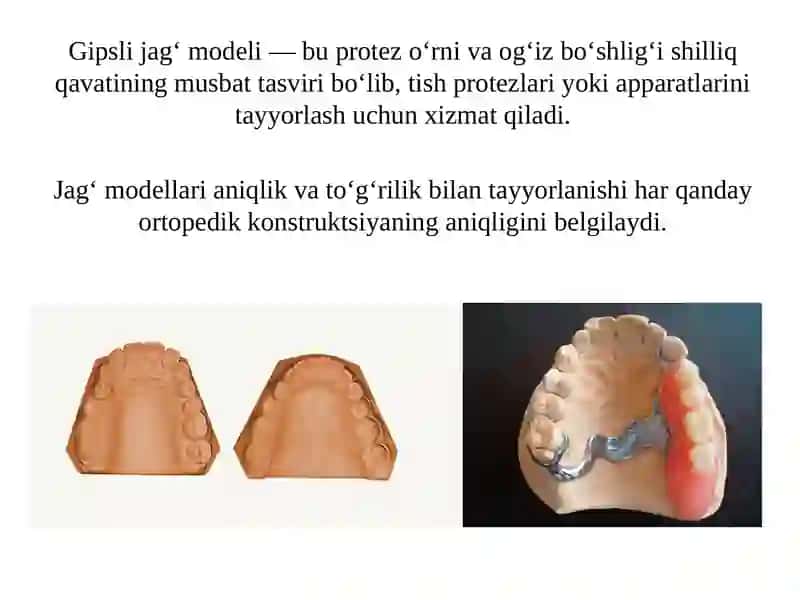 Modellar, modellarning tasnifi. Maksadlari bo'yicha modellarning turlari. Gipsli modellar (ishlaydig 2