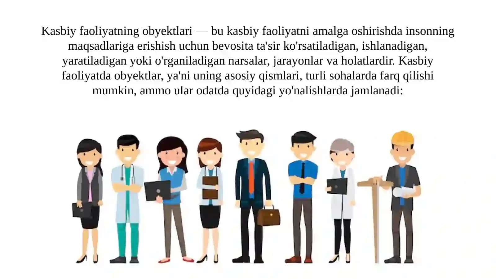 Kasbiy faoliyatning obyektlari 2