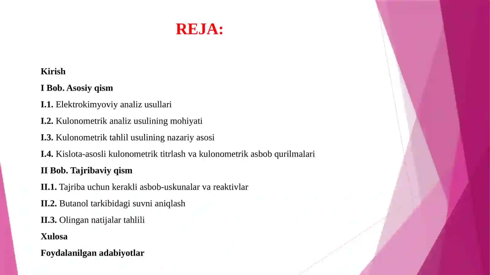 Kulonometriya usuli ning organik suyuqliklar tarkibidagi namlikni aniqlash da qo'llanilishi 2