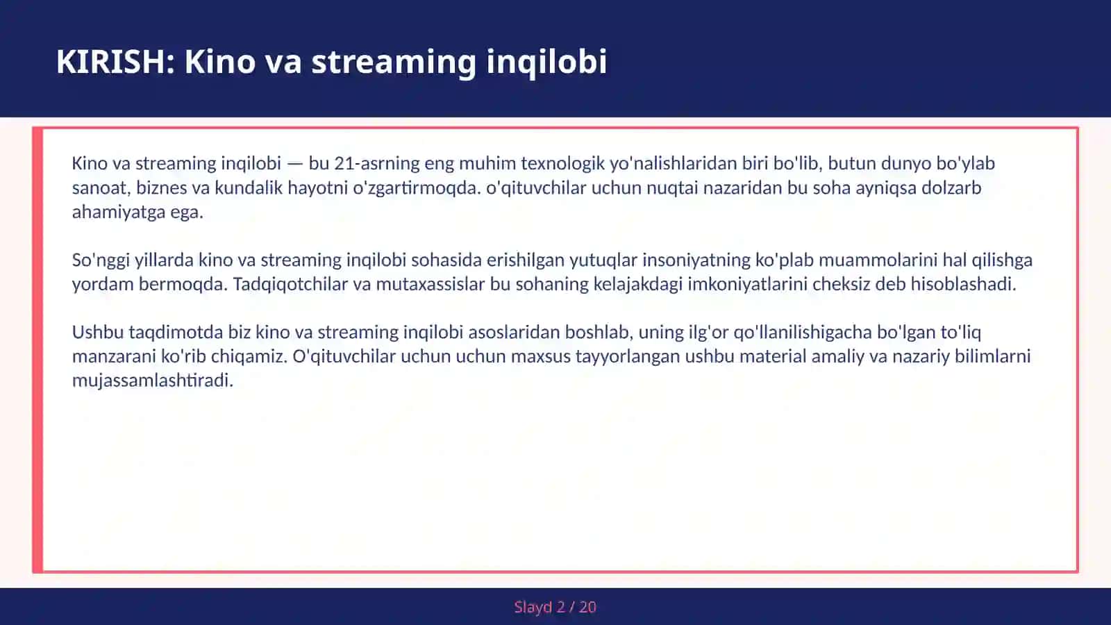 Kino va streaming inqilobi 2
