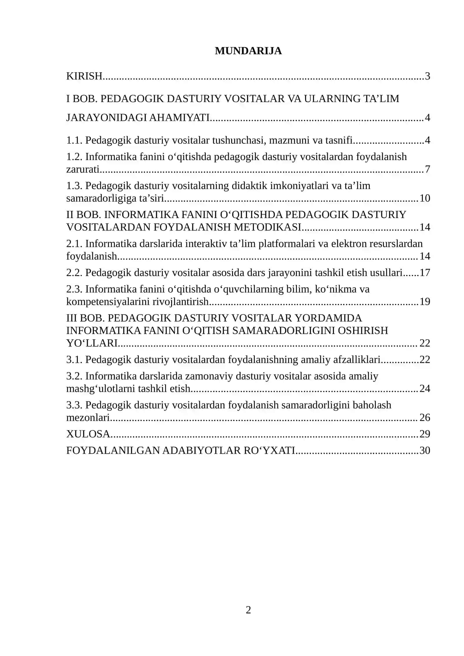 PEDAGOGIK DASTURIY VOSITALAR YORDAMIDA INFORMATIKA FANINI O‘QITISH SAMARADORLIGINI OSHIRISH 2