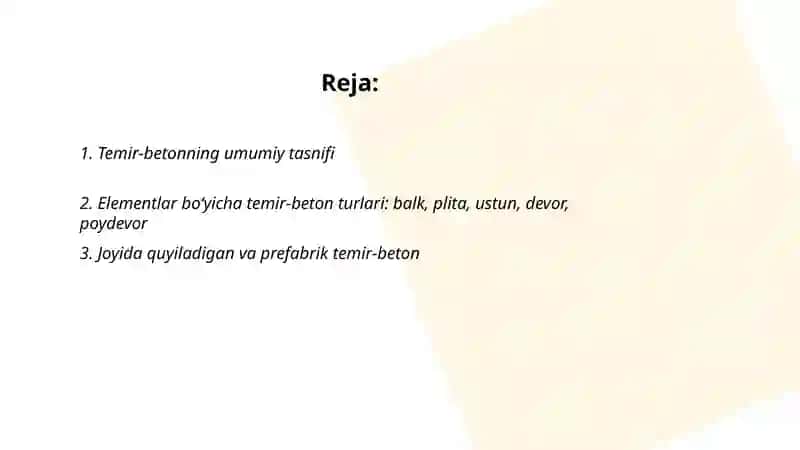 Temir betonning turlari 2