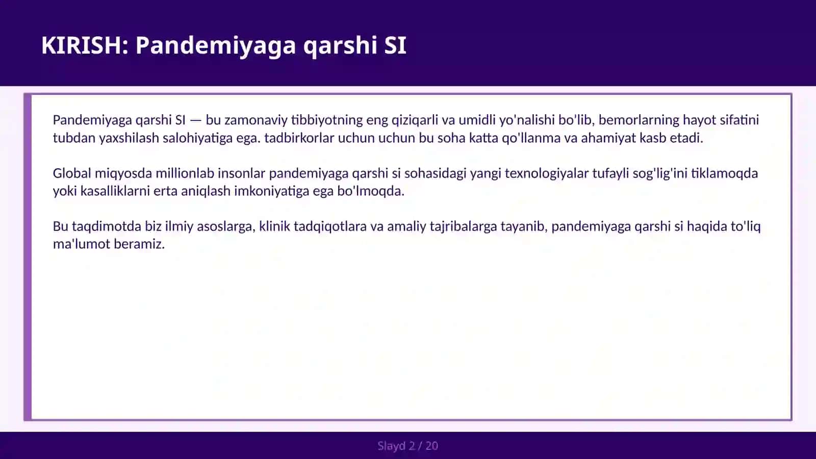 Pandemiyaga qarshi SI 2