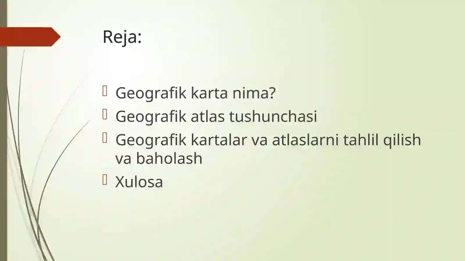 Geografik kartalar va atlaslarni tahlil qilish va baholash 2