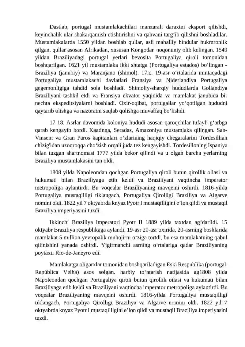 O'ZBEKISTON VA BRAZILIYA O'RTASIDAGI DIPLOMATIK MUNOSABATLARNING TARIXI VA YANGI DAVRI 2