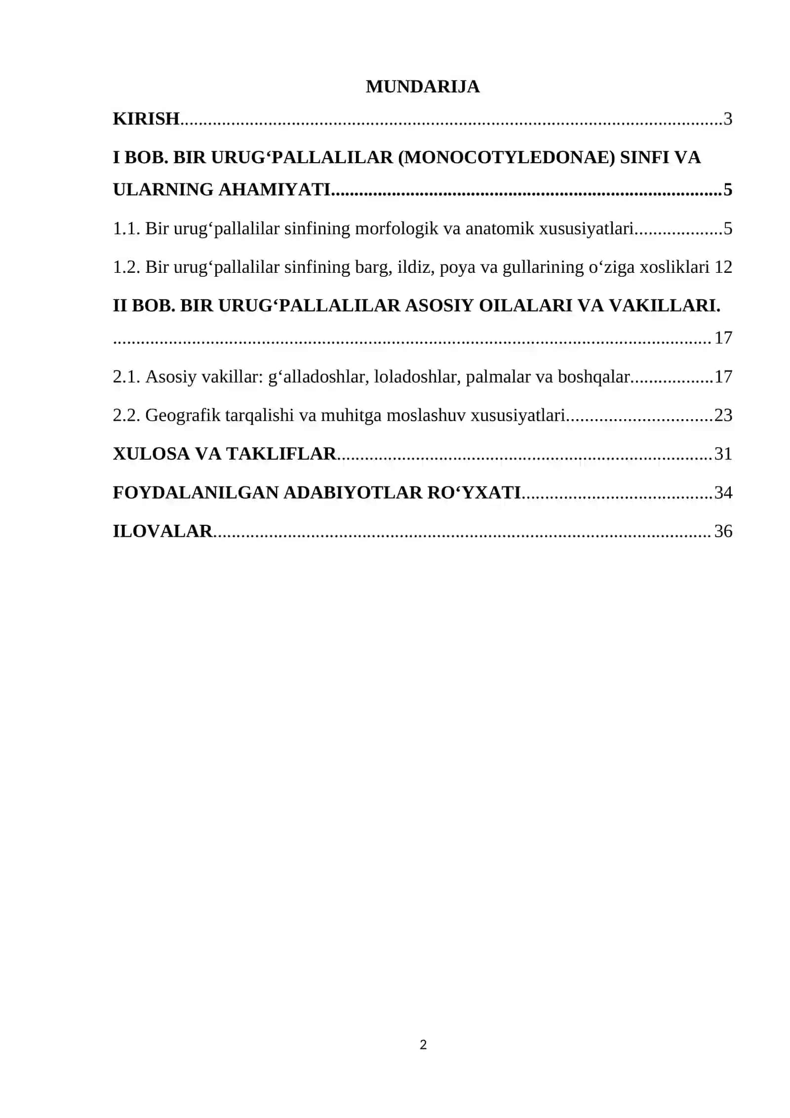 BIR URUGʻPALLALILAR SINFI. ASOSIY VAKILLARI. AHAMIYATI 2
