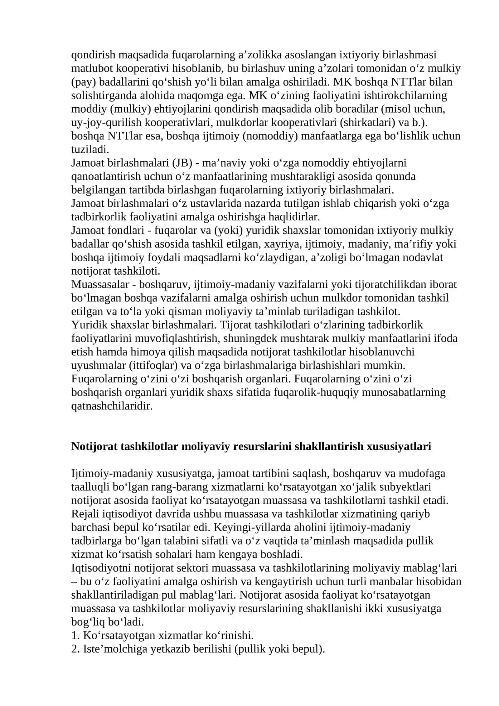 Notijorat tashkilotlar moliyasini tashkil etish asoslari 2