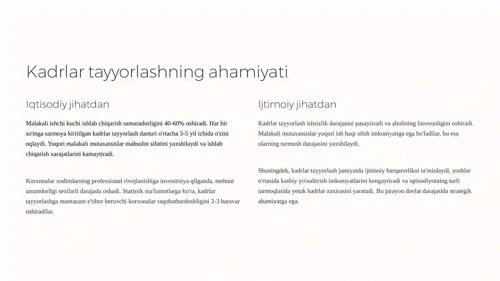 Ishlab chiqarish sohasida kadrlarni tayyorlash 2