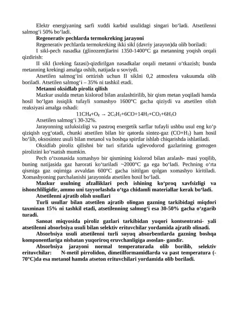 Atsetilen ishlab chiqarish 2