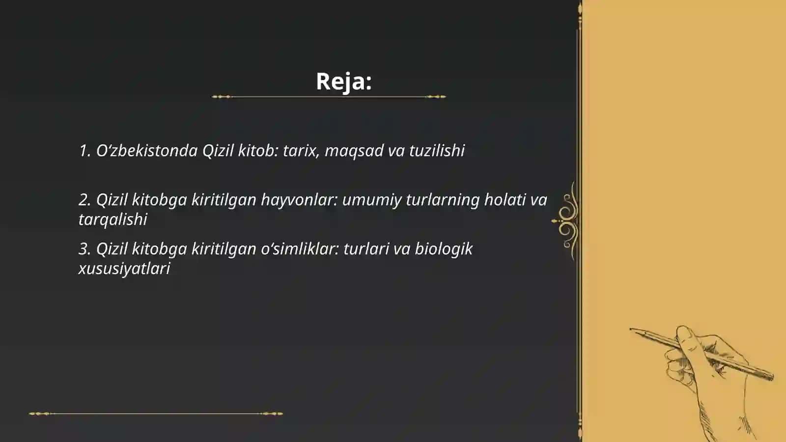 Koevalutsya va ekologiya: muanmo va yechim Oʻzbekistonda qizil kitobiga kiritilgan hayvonlar va oʻsimliklar haqida maʼlumot 2