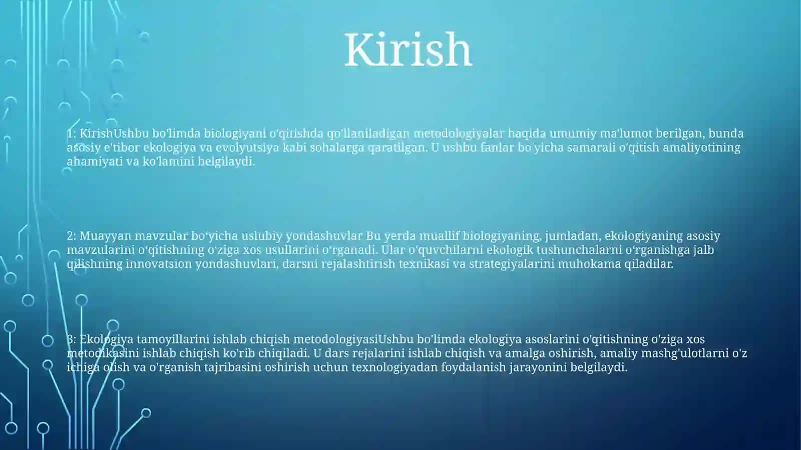 Biologiya (Evakuatsiya Va Ekalogiya Asoslari)Ini OʻQitish Metodikasi Xususiy Masalalari 2