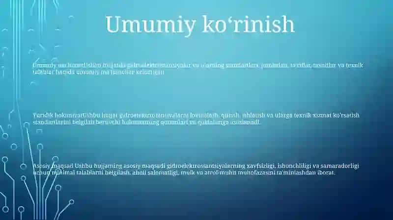 Gidro Elektr Stansiyalarini Davlat Standartlari Haqida 2