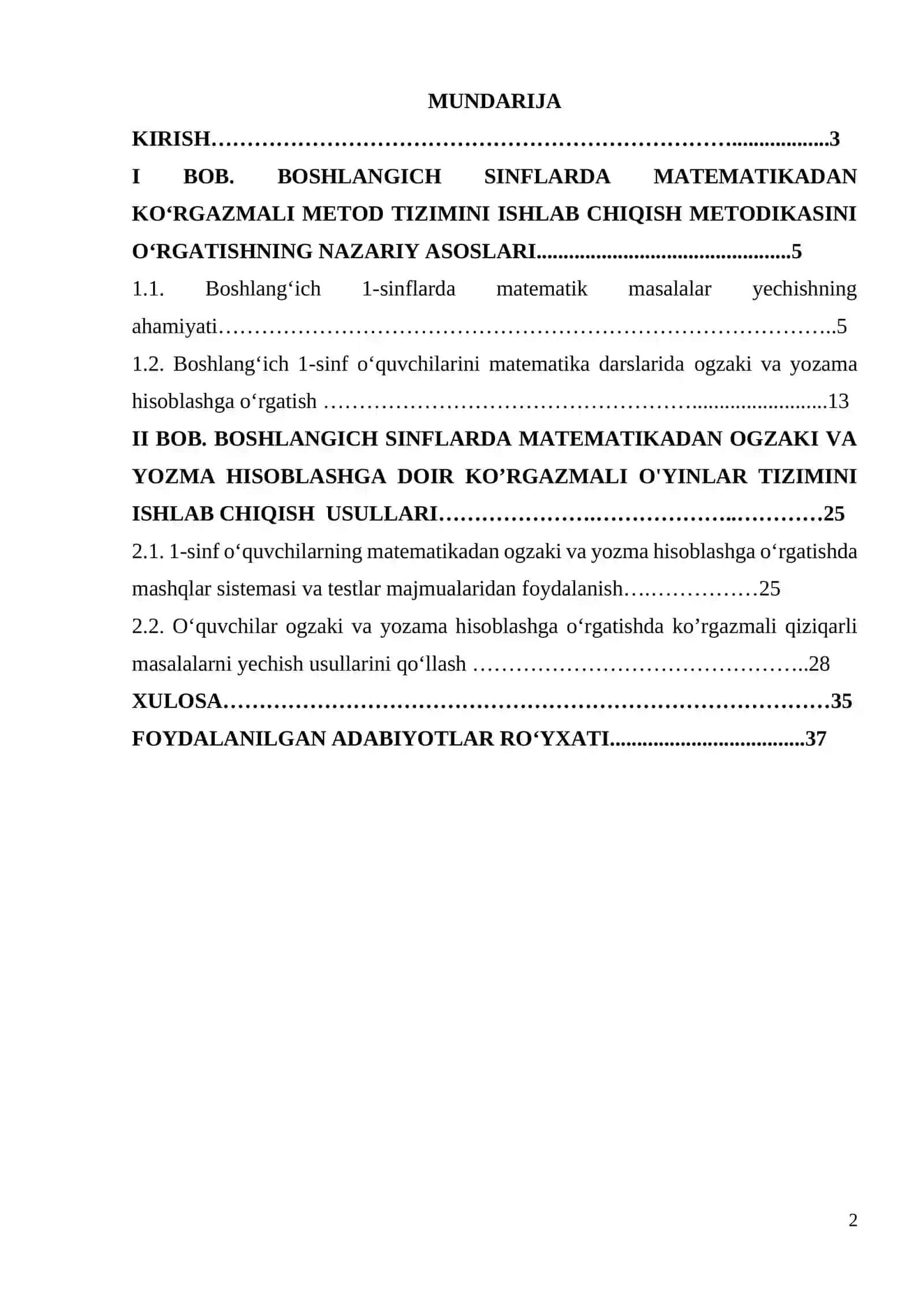 Boshlangich sinflarda algebraik material bilan tanishtirishda ko’rgazmali metodlarning ahamiyati (1-sinf misolida) 2
