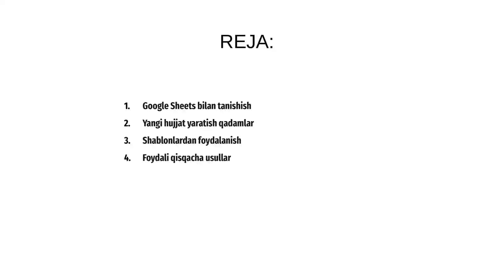 Google Sheets da yangi hujjat yaratish 2