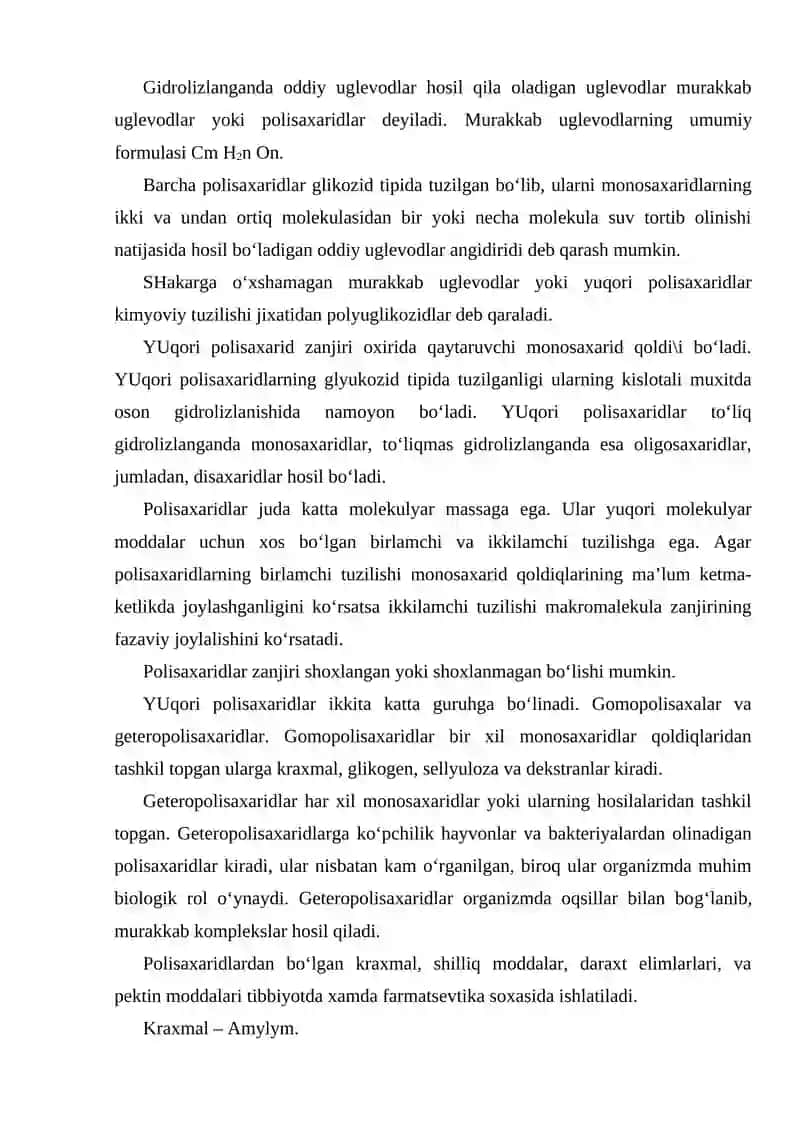 Polisaxaridlar va ularning xususiyatlari 2