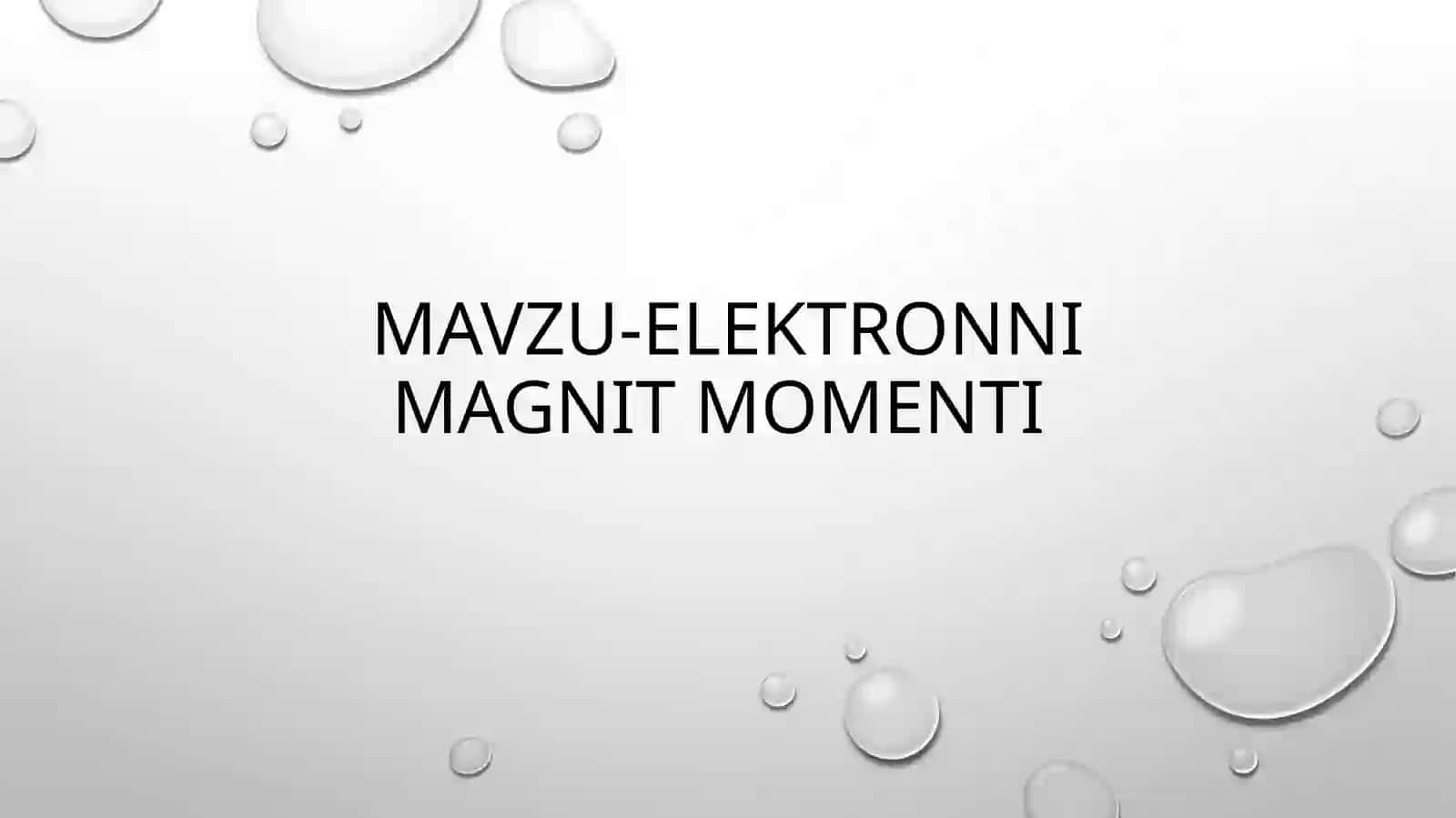 Elektron magnit momenti 2