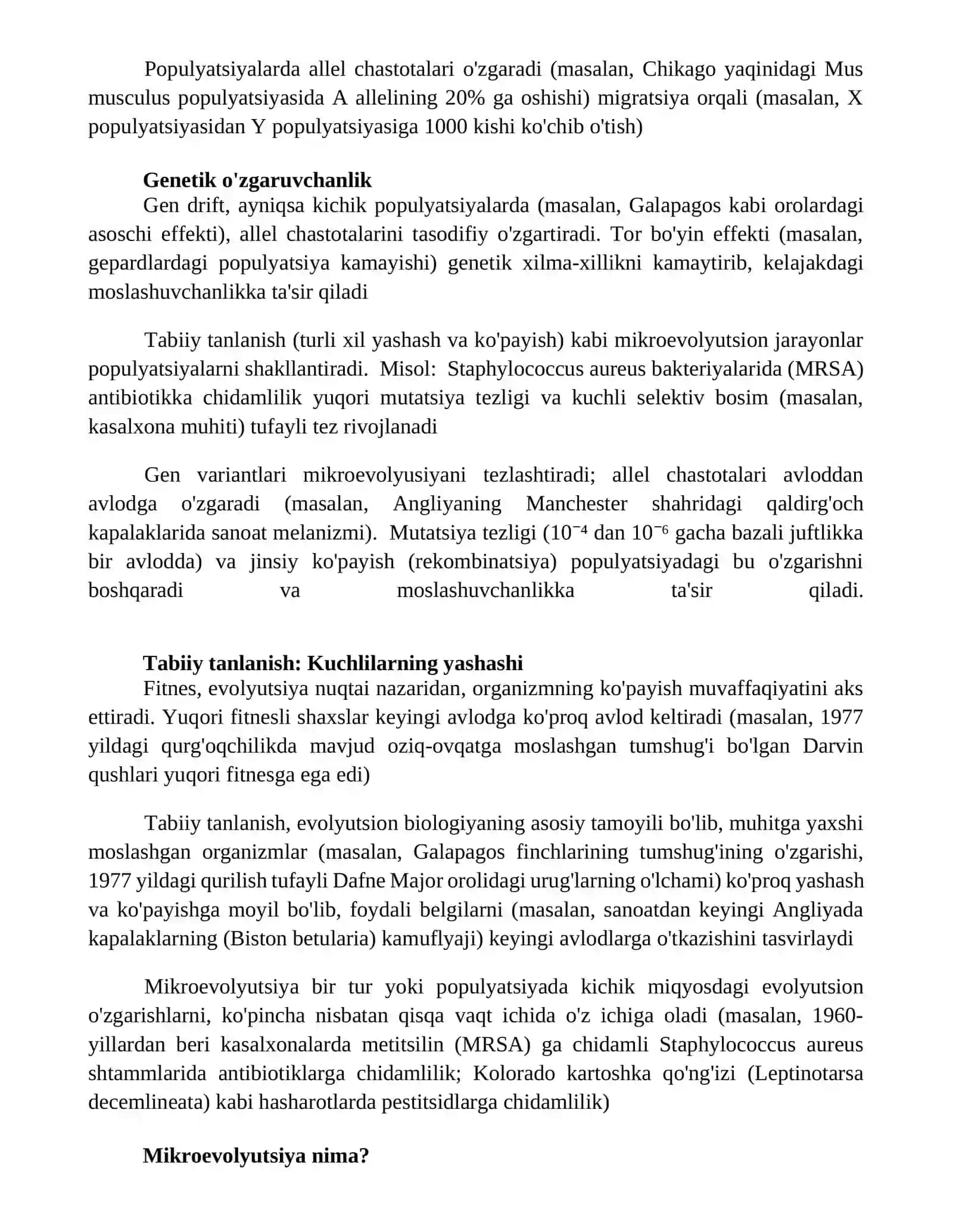 Mikroevolutsiya ta’limoti 2