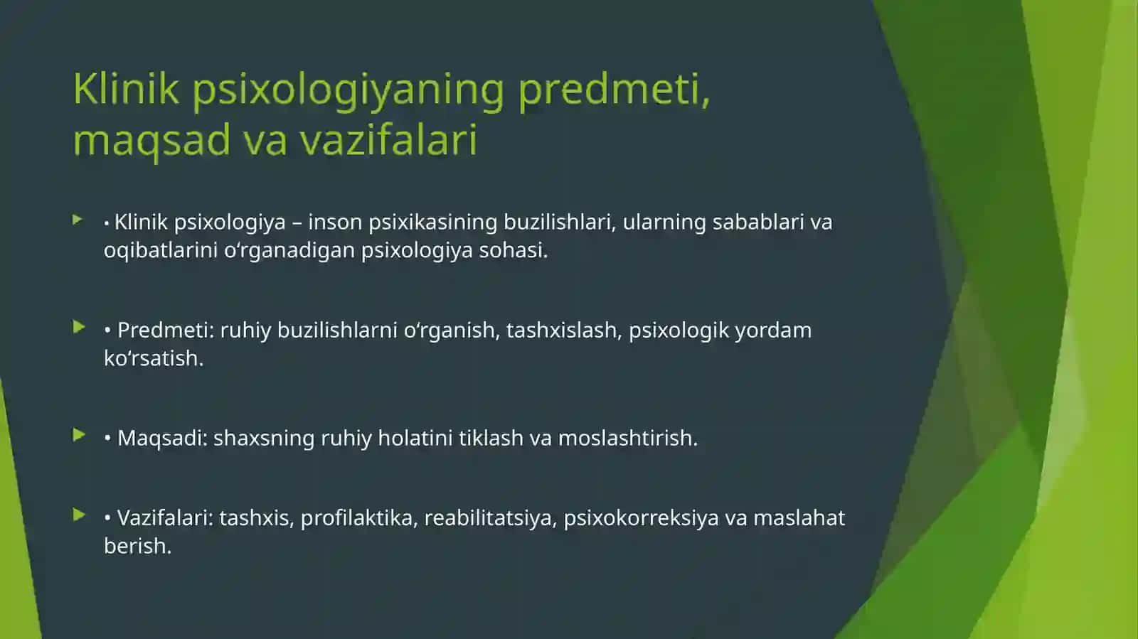Klinik psixologiyaga kirish. Klinik psixologiyaning ilmiy tadqiqot usullari 2