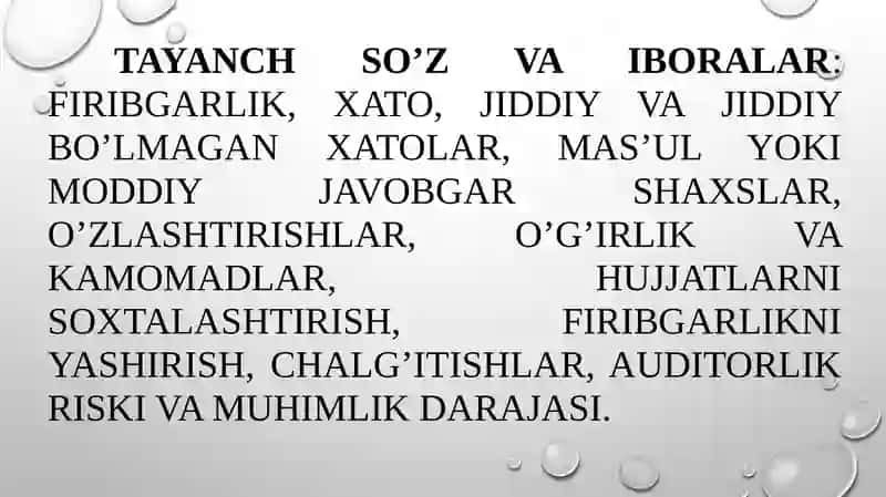 AUDITORLIK TEKSHIRUVIDA FIRIBGARLIKNI ANIQLASH 2