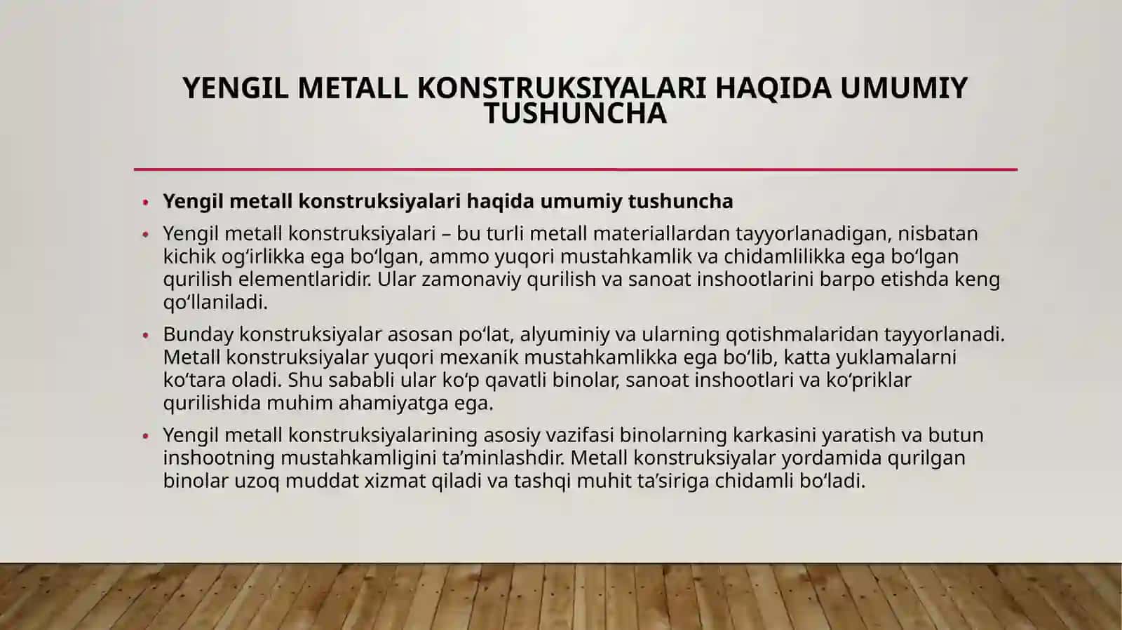 YENGIL METALL KONSTRUKSIYALARINING ISHLATILISH SOHALARI 2