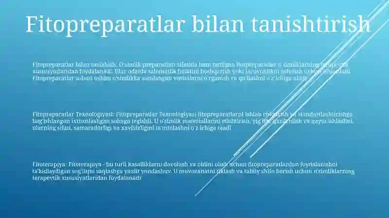 Fitopreparatlar Texnologiya 2