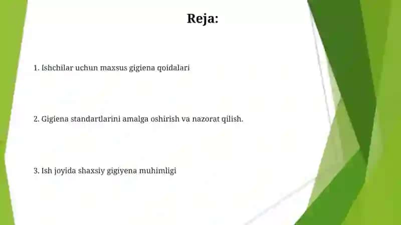 Xodimlarning shaxsiy gigenasiga sanitariya talablari 2