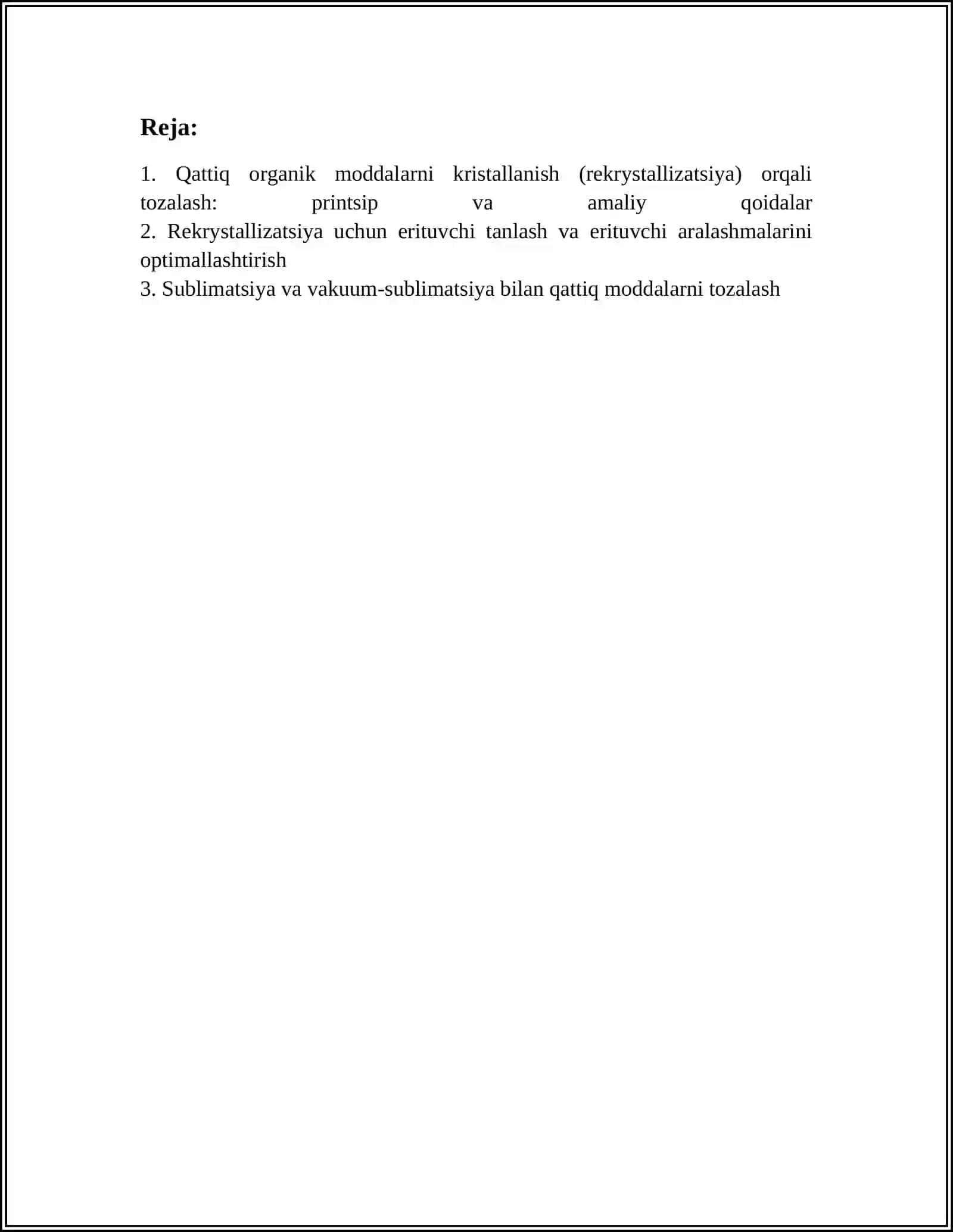 Qattiq Organik Moddalar Tozalash Usullari 2