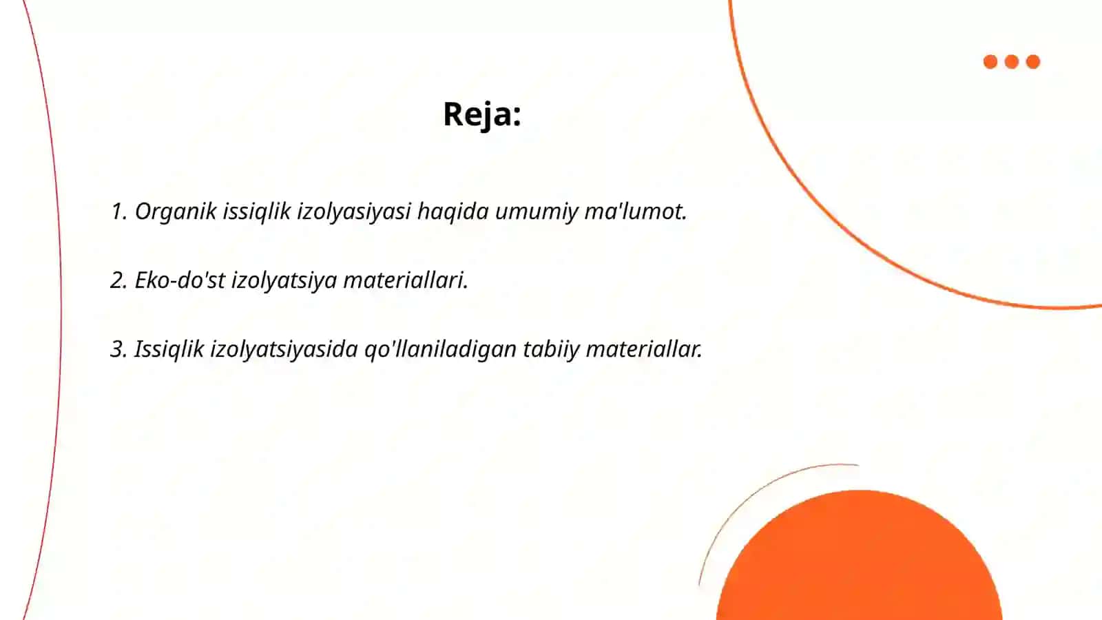 Organik issiqlik izolyasiyasi ashyolari va buyumlari 2