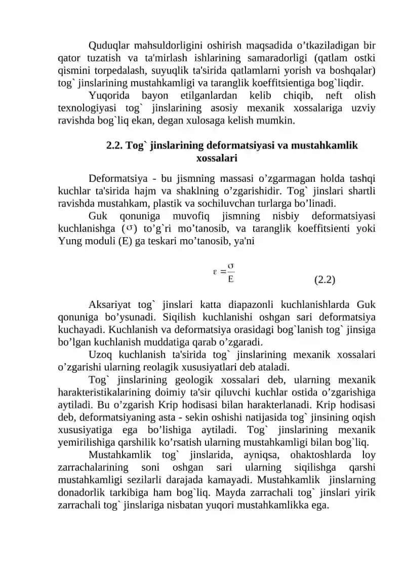 Tog` jinslarining asosiy mexanik xossalari 2