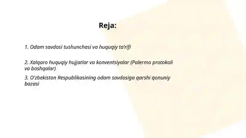 Odam savdosiga qarshi kurashning huquqiy asoslari 2