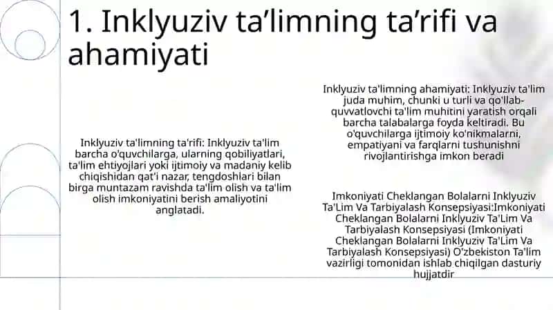 Imkoniyati Cheklangan Bolalarni Inklyuziv Ta'Lim Va Tarbiyalash Konsepsiyasi 2