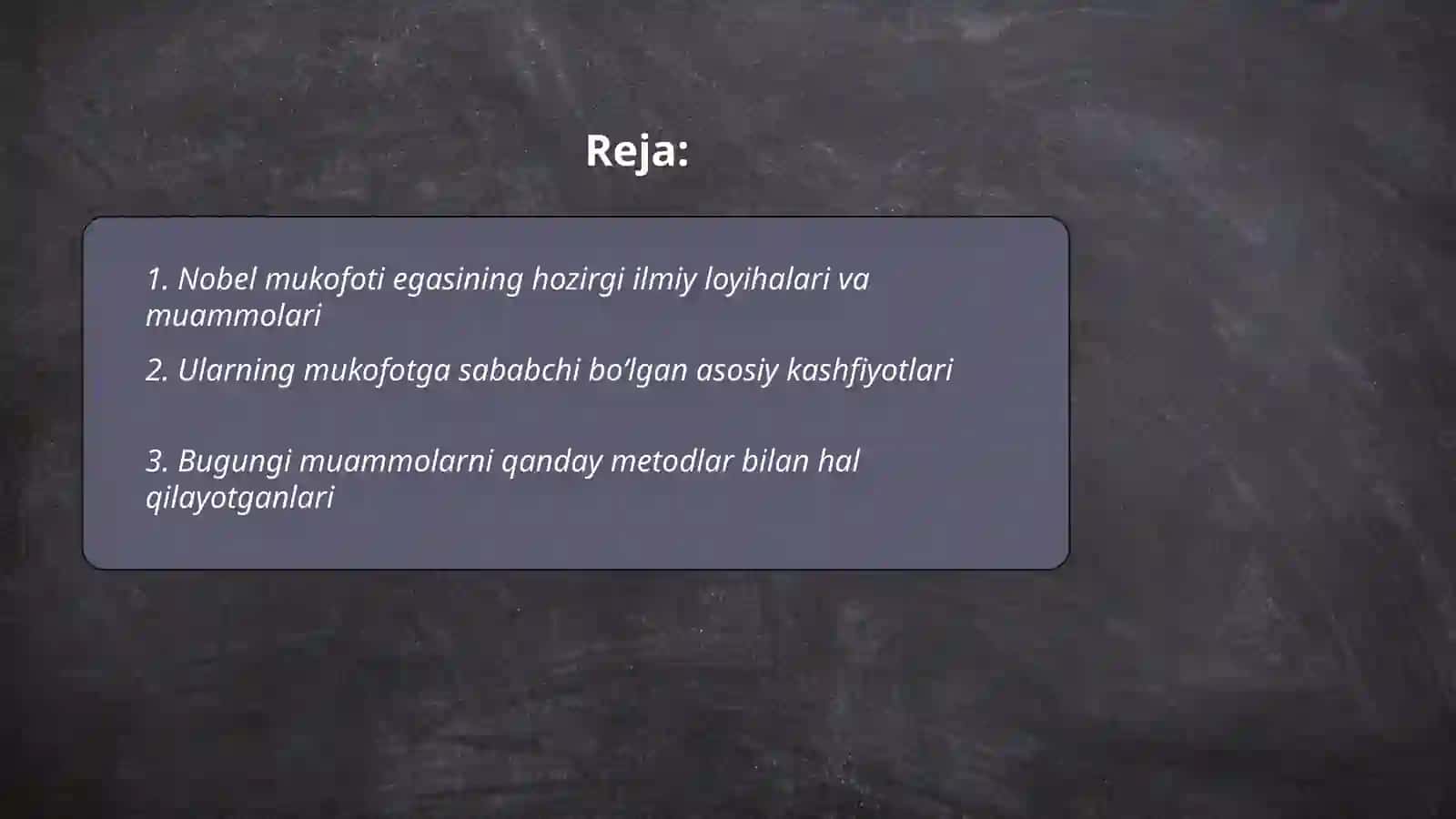 Bugungi Nobel mukofoti egalari qanday muammolarni hal qilmoqda? Intervyu tayyorlash 2