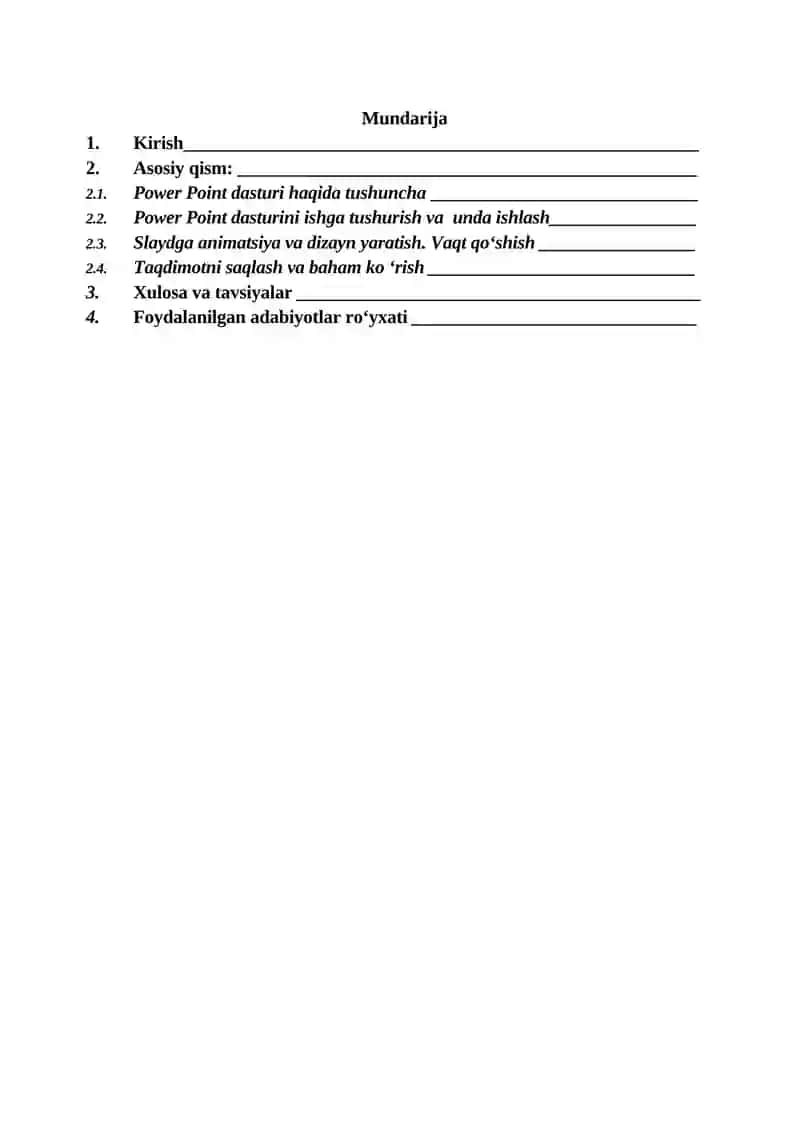 POWER POINT DASTURIDA TAQDIMOTLAR YARATISH 2