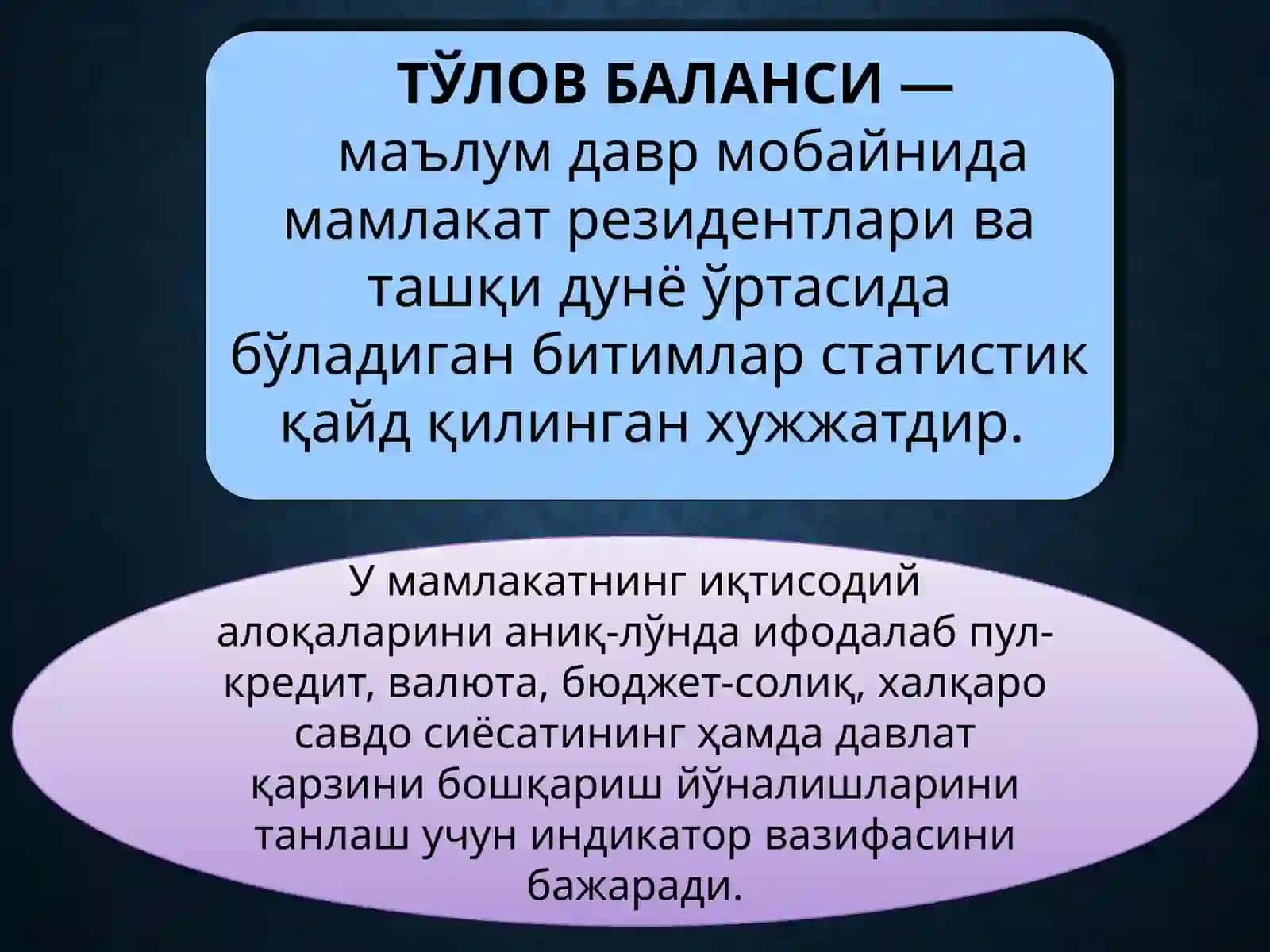 ТЎЛОВ БАЛАНСИ. ВАЛЮТА КУРСИ 2