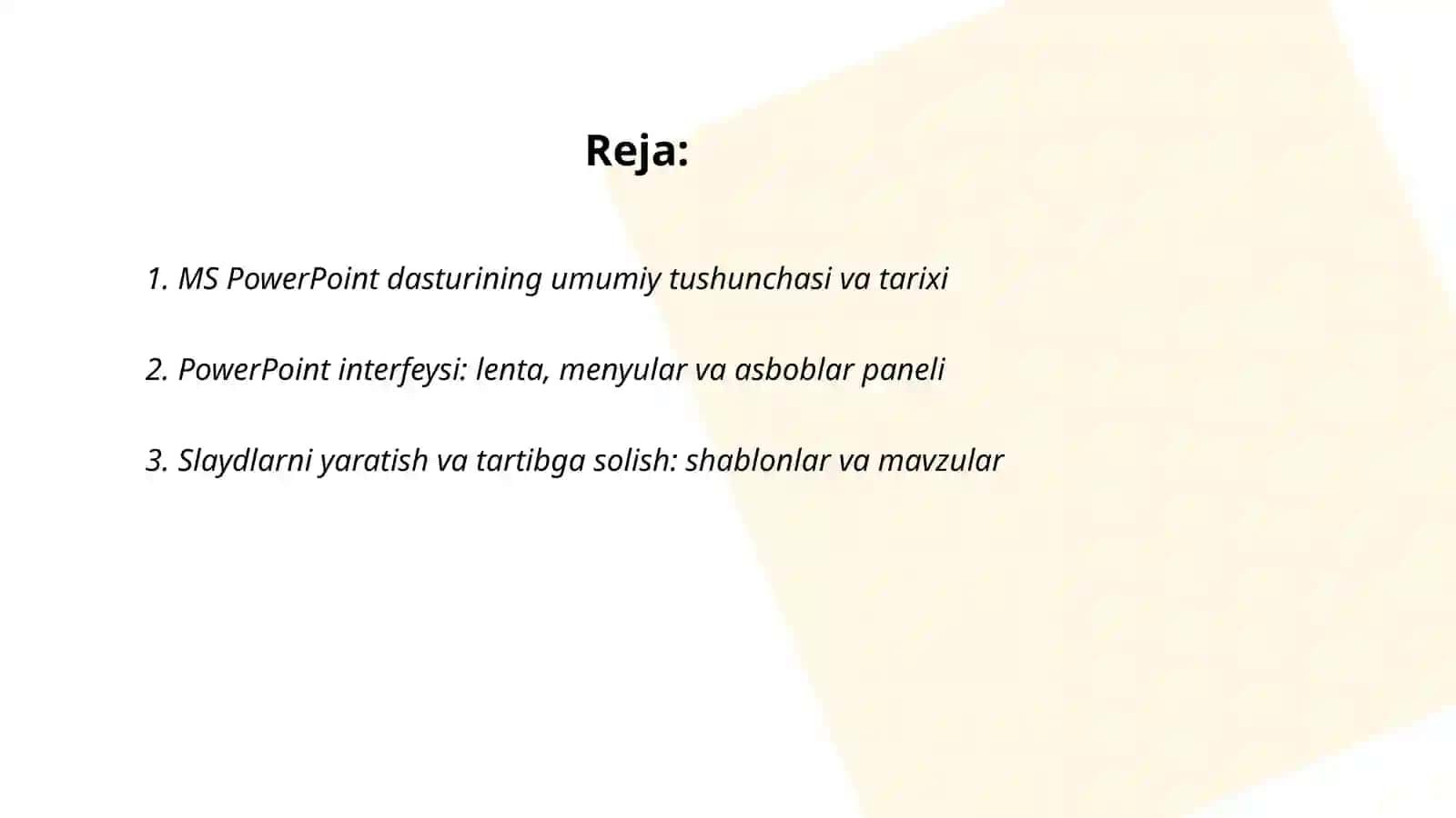MS Power Pointning Dasturiy Taminoti va Uning Imkoniyatlari 2