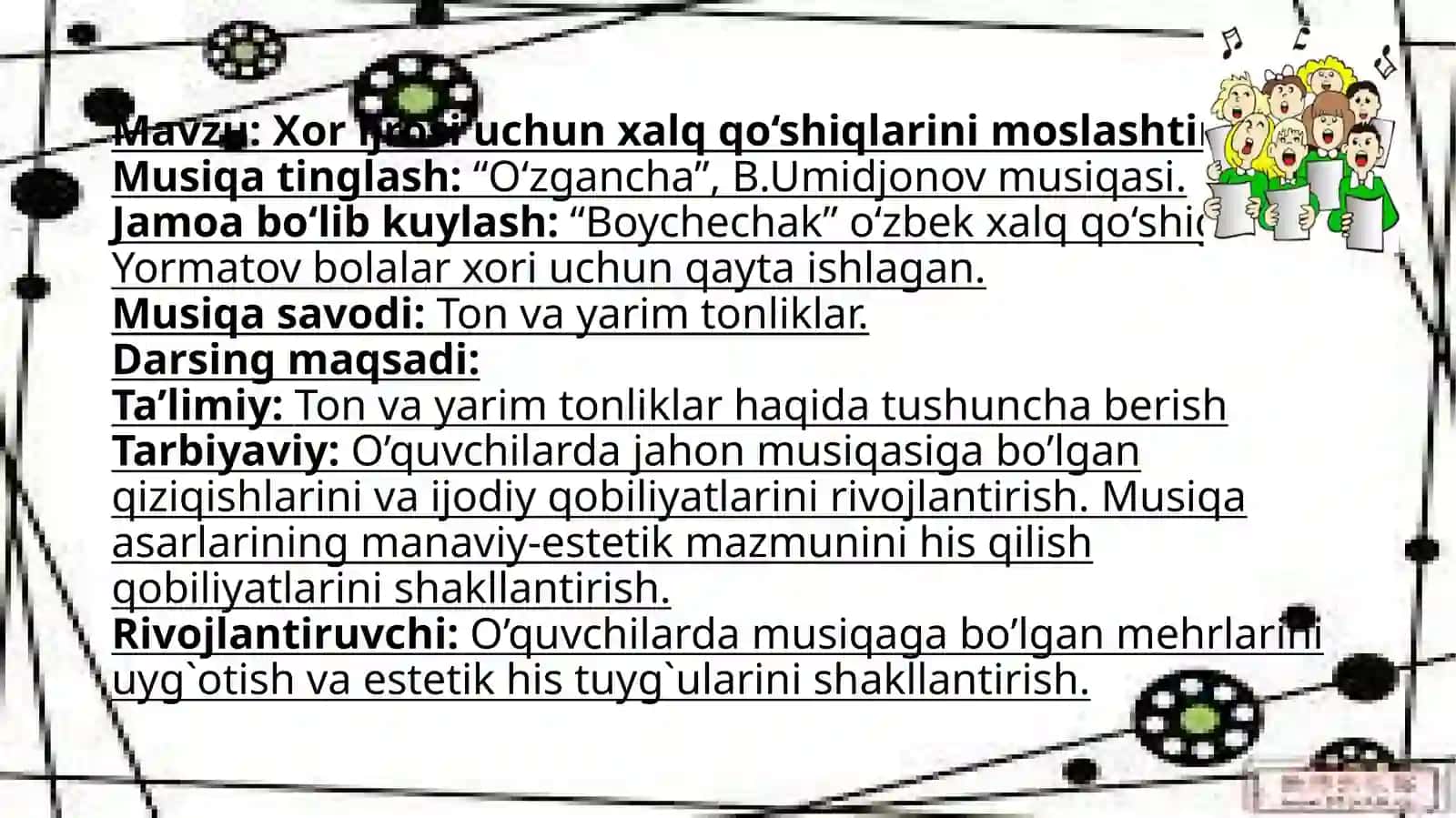 Xor ijrosi uchun xalq qo‘shiqlarini moslashtirish 2