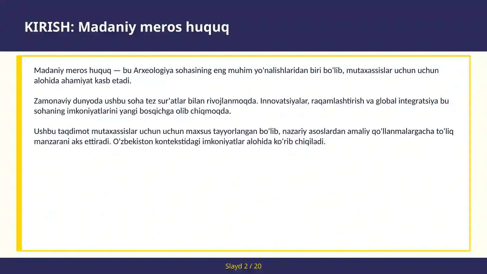 Madaniy meros huquq 2