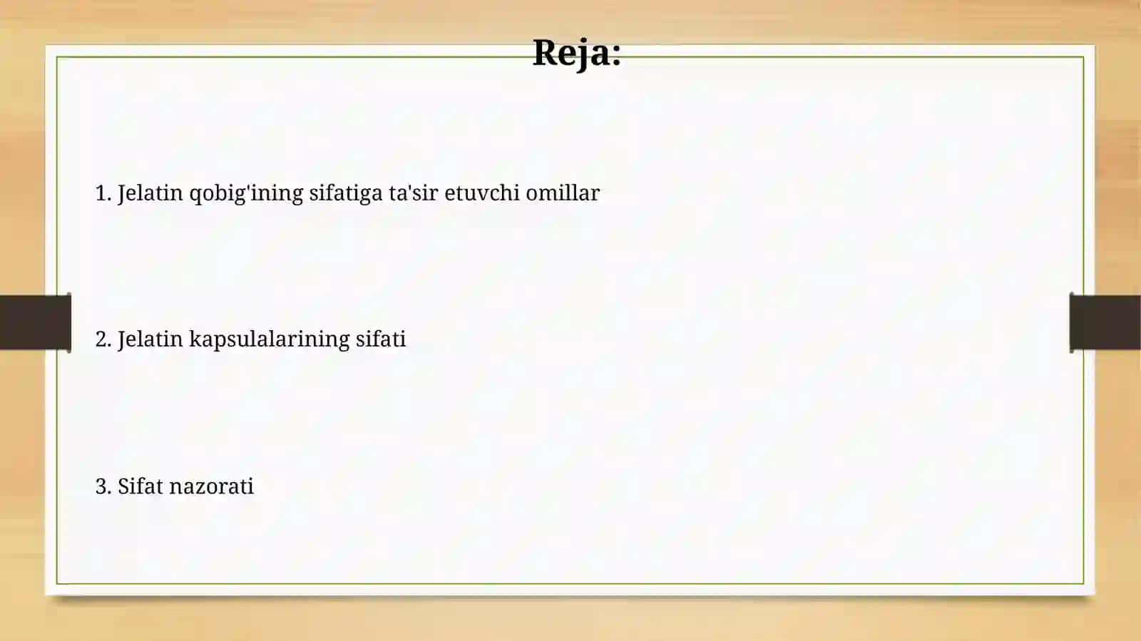 Kapsulalar..Jelatin qobig'ining sifatiga ta'sir etuvchi omillar. sifatinin nazorat qilish 2