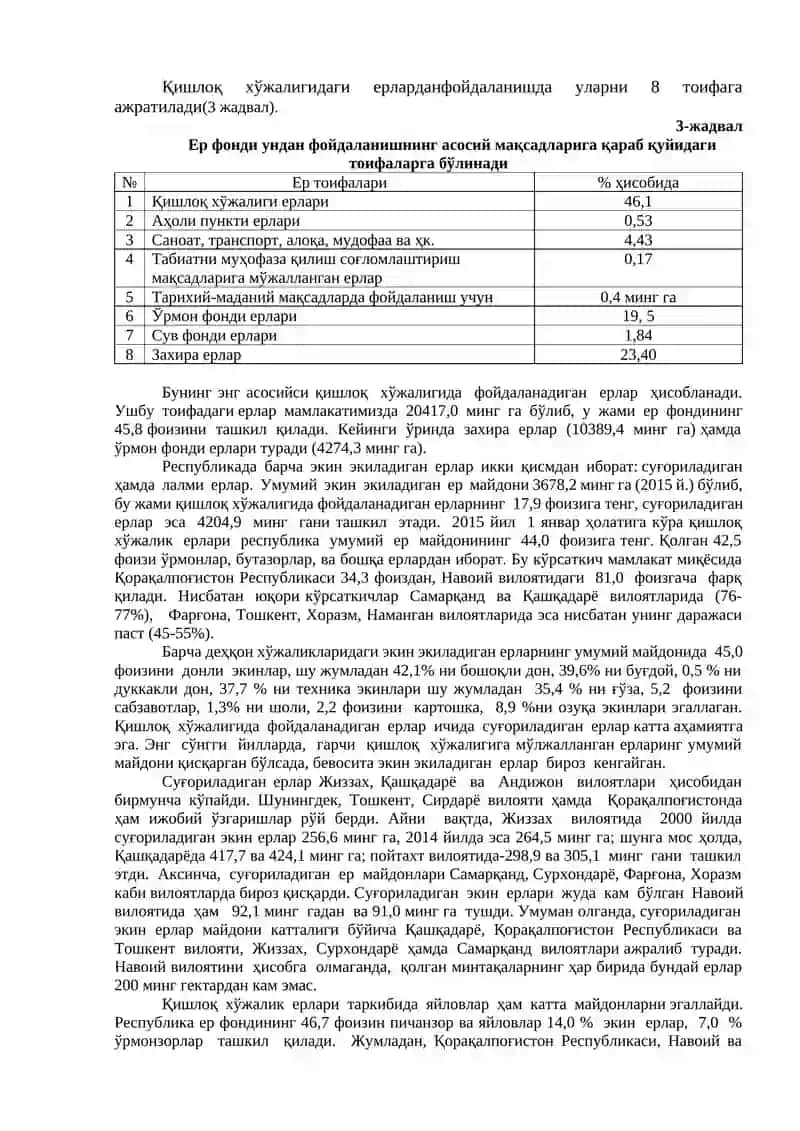 МAВЗУ. МИНТAҚAЛAРДA ҚИШЛOҚ XЎЖAЛИГИНИНГ ҲУДУДИЙ ИXТИСOСЛAШУВИ 2